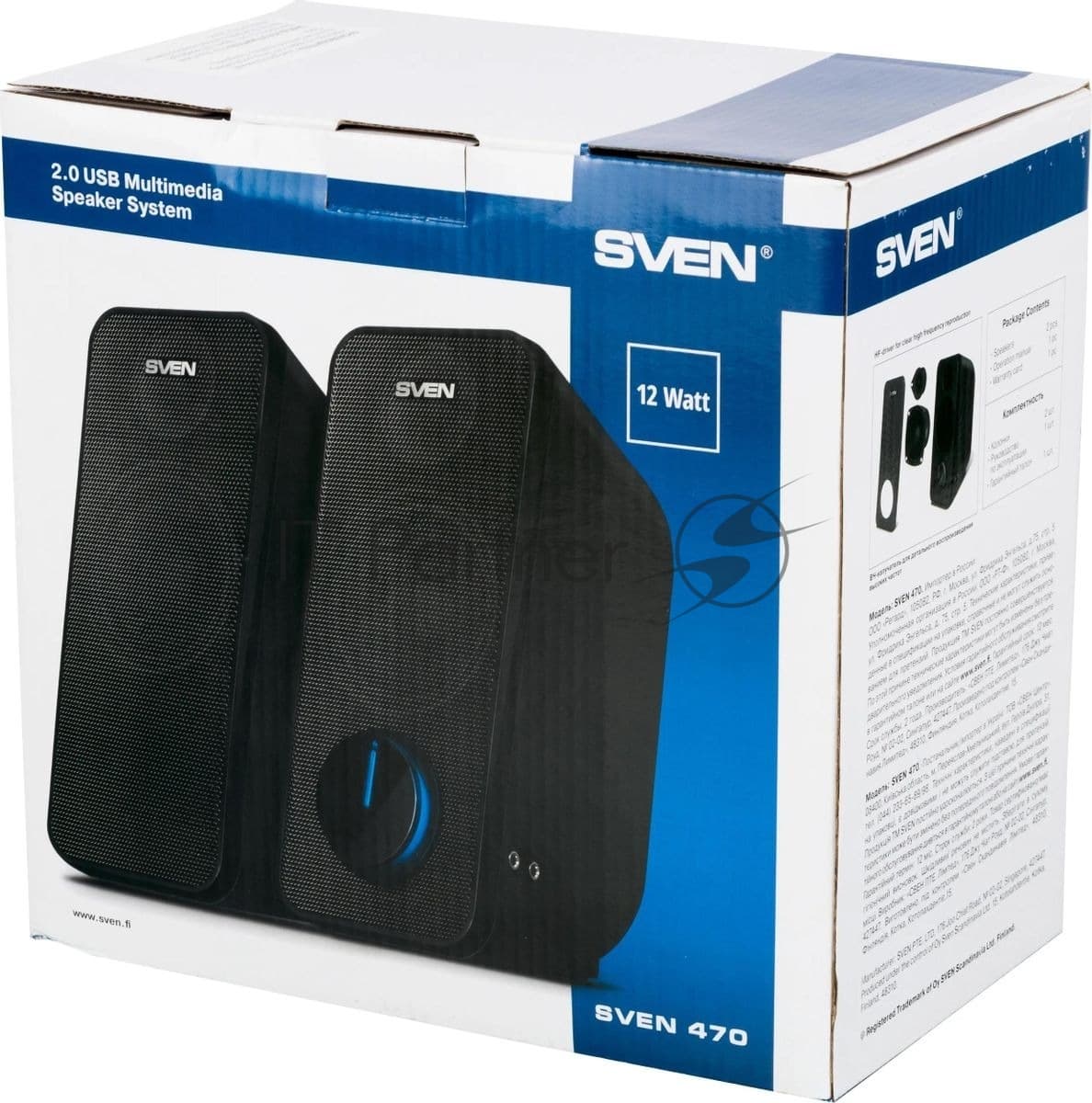 Колонки Sven 470 2.0 черный 12Вт