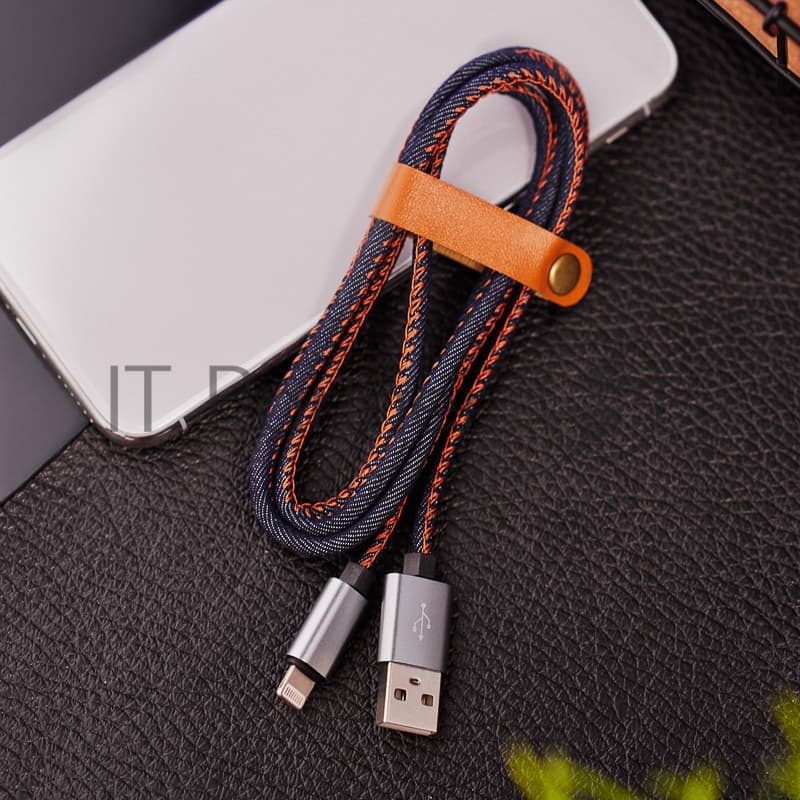 Кабель Rexant USB кабель для iPhone 5/6/7 моделей, шнур в джинсовой оплетке