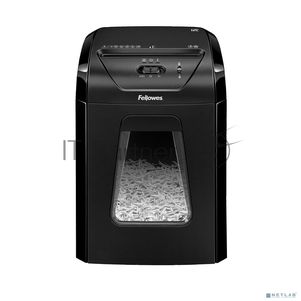 Шредер Fellowes PowerShred 12C (секр.P-4) фрагменты 12лист. 18лтр. скобы пл.карты
