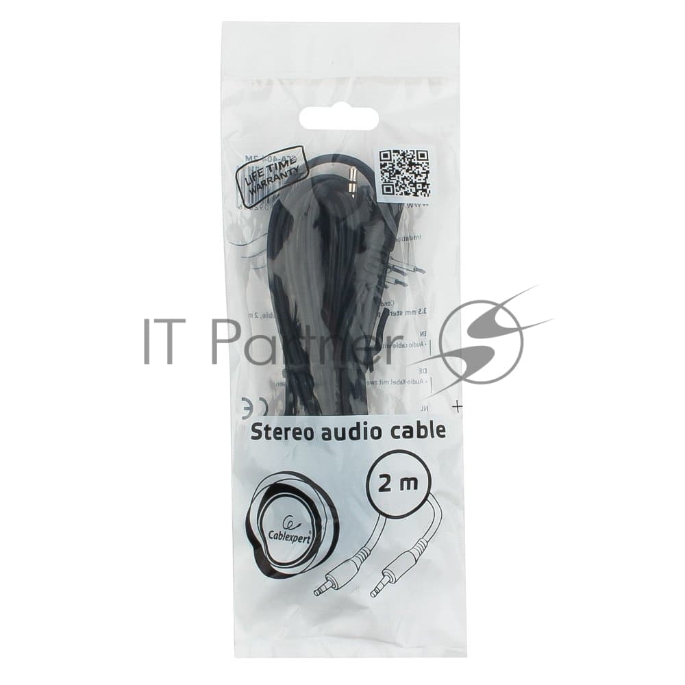 Кабель аудио Cablexpert CCA-404-2M, Jack3.5 - Jack3.5, 2м