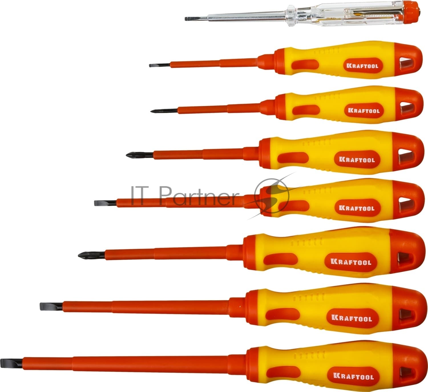 Набор KRAFTOOL "PROFI" X-Drive: Высоковольтные отвертки, SL: 2,5, 4; 5,5; 6,5, PH: № 0, 1, 2, пробник, до 1000В 250088-H8