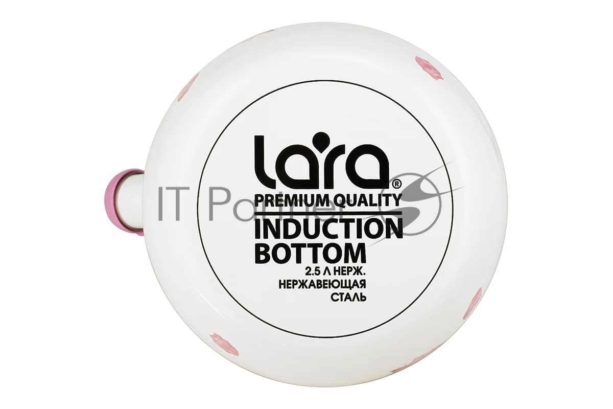 Чайник для плиты LR00-20 LARA (эмаль) PINK 2.5 л, индукционное дно, свисток, автоподъем крышки