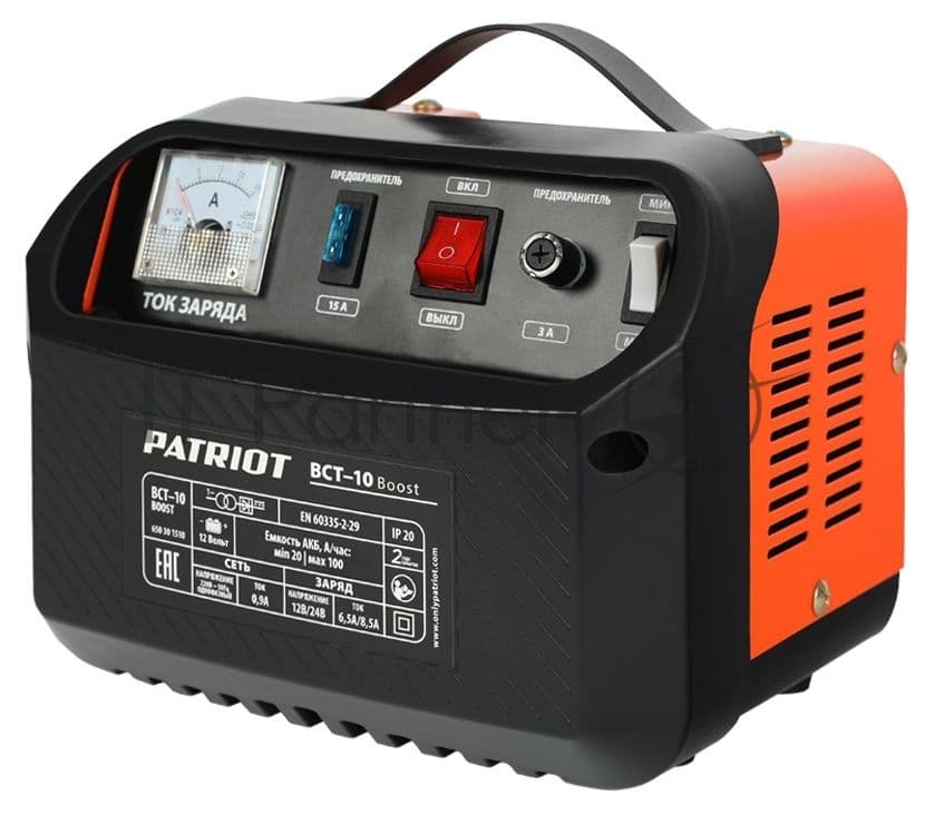 Устройство пуско-зарядное PATRIOT BCT-10 Boost 220В±15% 200Вт 12В зарядmax8.5А 20-100А/ч 4.3кг