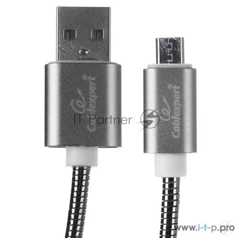 Кабель USB2.0 Cablexpert CC-G-mUSB02Gy-0.5M, AM/microB, серия Gold, длина 0.5м, титан, блистер