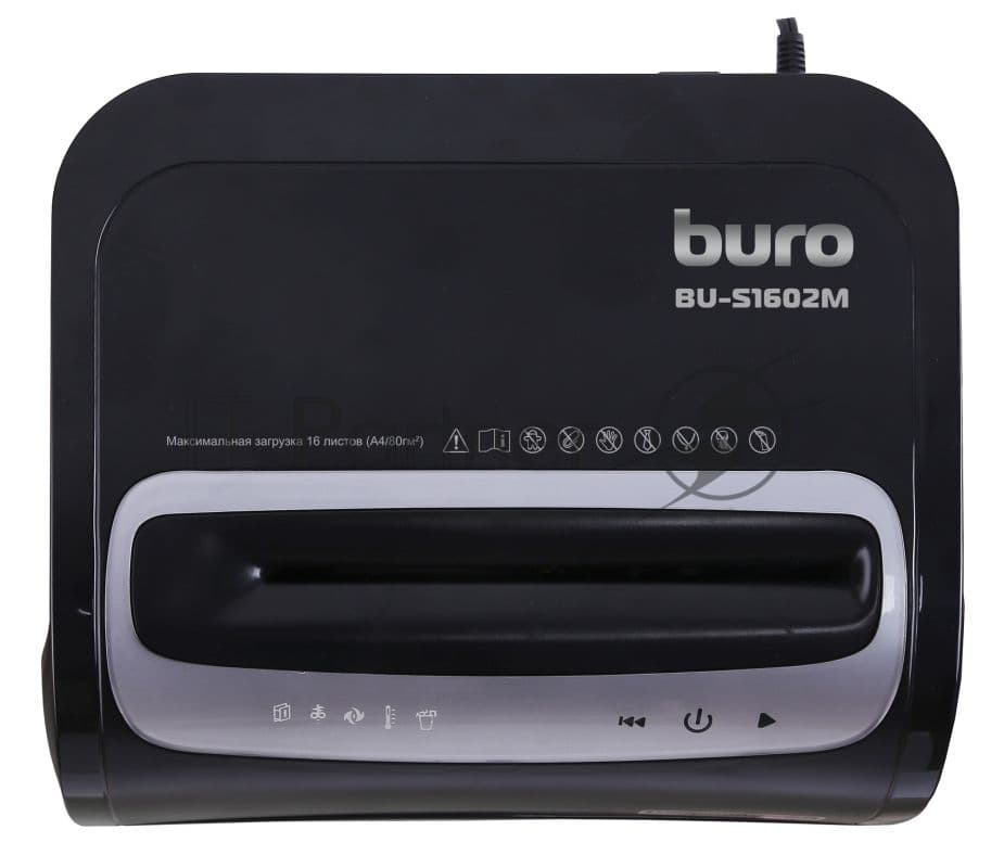 Шредер Buro Office BU-S1602M (секр.P-5)/фрагменты/16лист./30лтр./пл.карты/CD