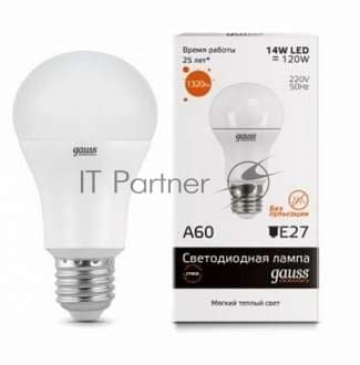 Лампа светодиодная Gauss 23219 LED Elementary A60 20W E27 1520lm 3000K 1/10/40 0