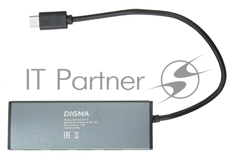 USB-концентратор Digma HUB-4U3.0-UC-G, USB-C, USB 3.0 4 порта, USB