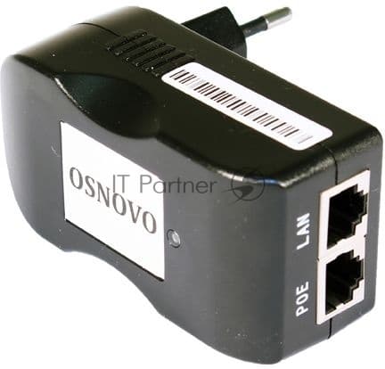 Инжектор/ OSNOVO PoE-инжектор Fast Ethernet на 1 порт, мощность PoE - до 15.4W