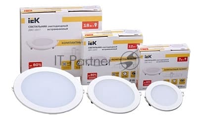 Светильник IEK LDVO0-1602-1-7-K02 ДВО 1602 белый круг LED 7Вт 4000К IP20 алюм. корпус, диам 120 мм