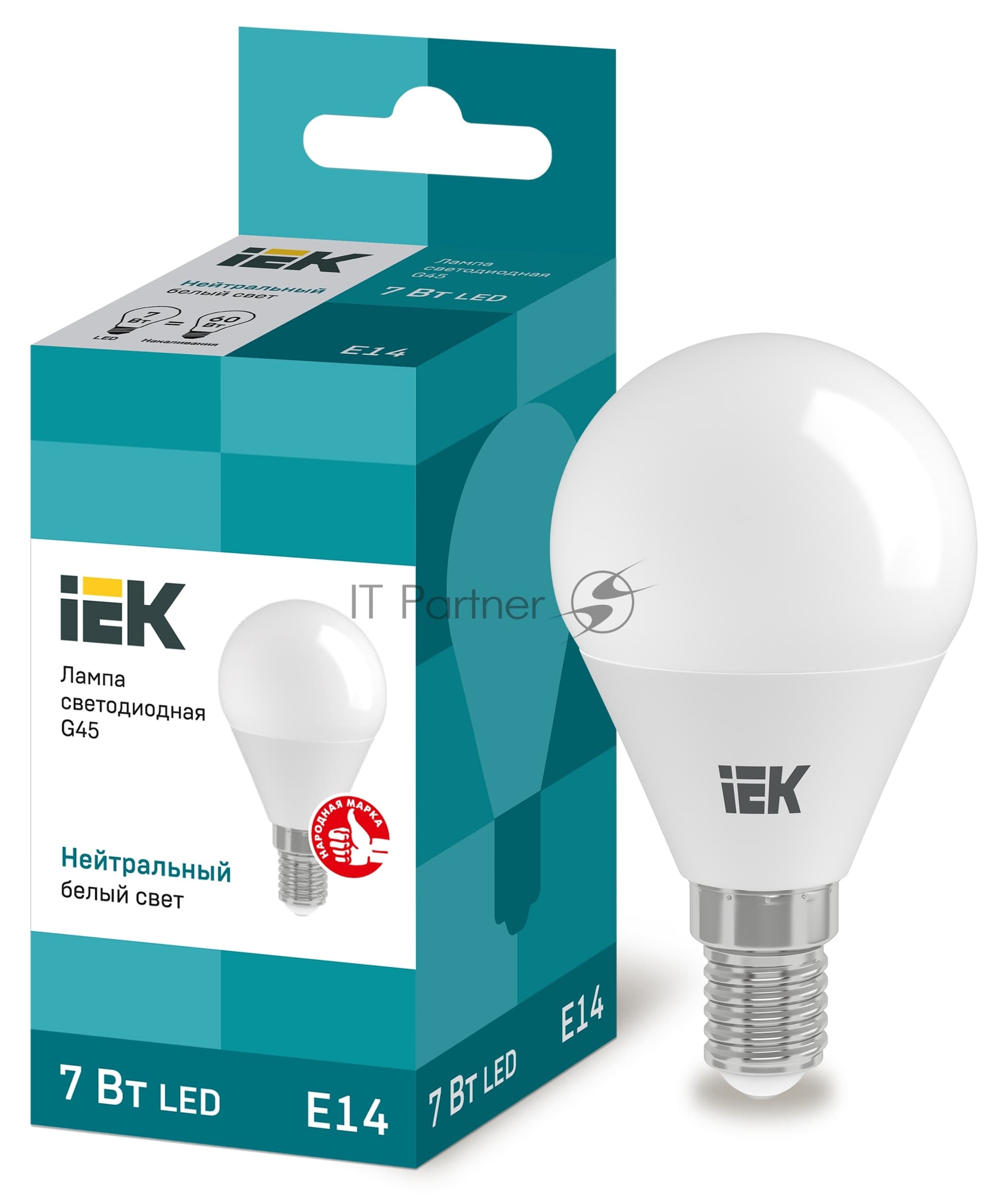 Лампа cветодиодная IEK LLE-G45-7-230-40-E14 ECO G45 шар 7Вт 230В 4000К E14