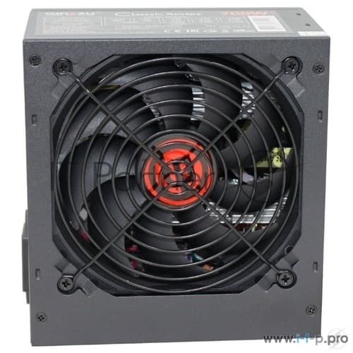 Блок питания Ginzzu CB700 12CM черный,24+4p,2 PCI-E(6+2), 6*SATA, 3*IDE,оплетка MB, кабель питания