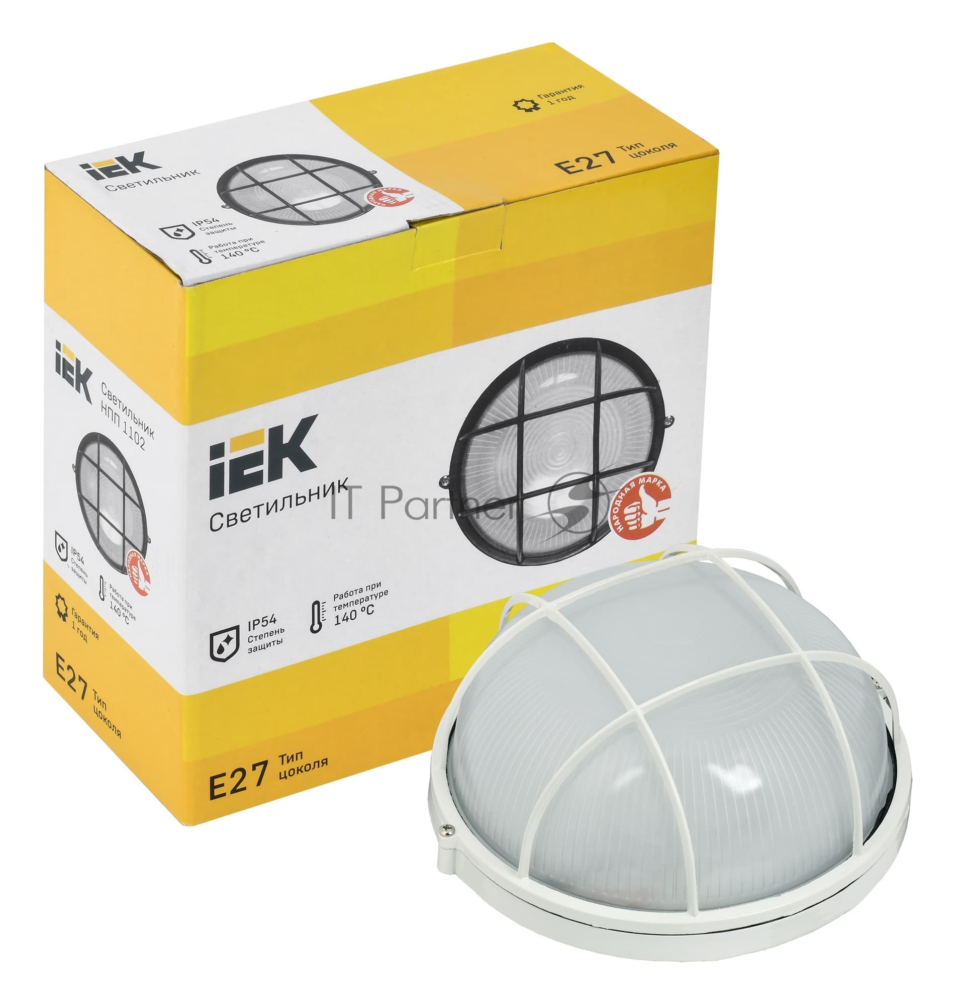 Светильник IEK LNPP0-1102-1-100-K01 НПП1102 белый/круг с реш. 100Вт IP54 IEK
