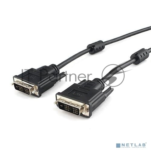 Кабель DVI-D single link Cablexpert CC-DVIL-BK-6, 19M/19M, 1.8м, CCS, черный, экран, феррит.кольца, пакет