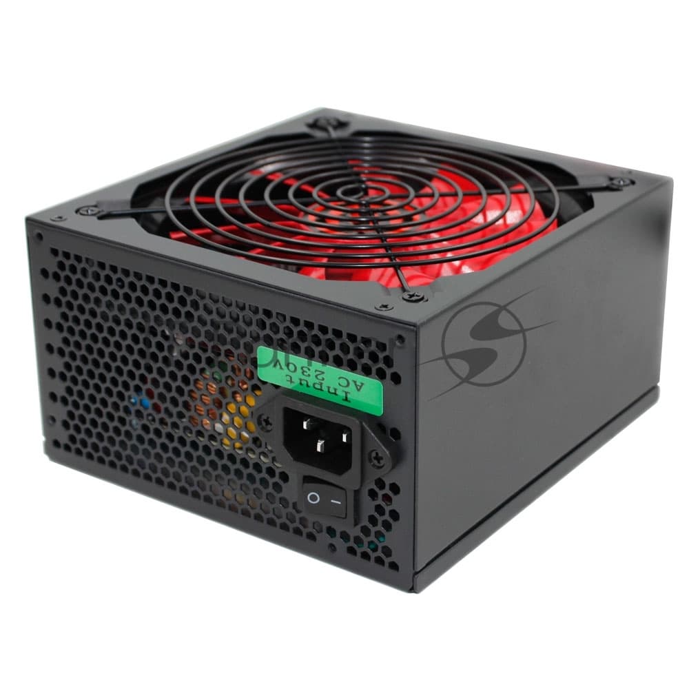 Блок питания Ginzzu PC800 Red, 800Вт, 80 PLUS, 140мм, черный/красный