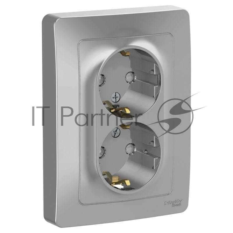 Розетка 2-м СП Blanca 16А IP20 250В с заземл. защ. шторки алюм. SE BLNRS001123