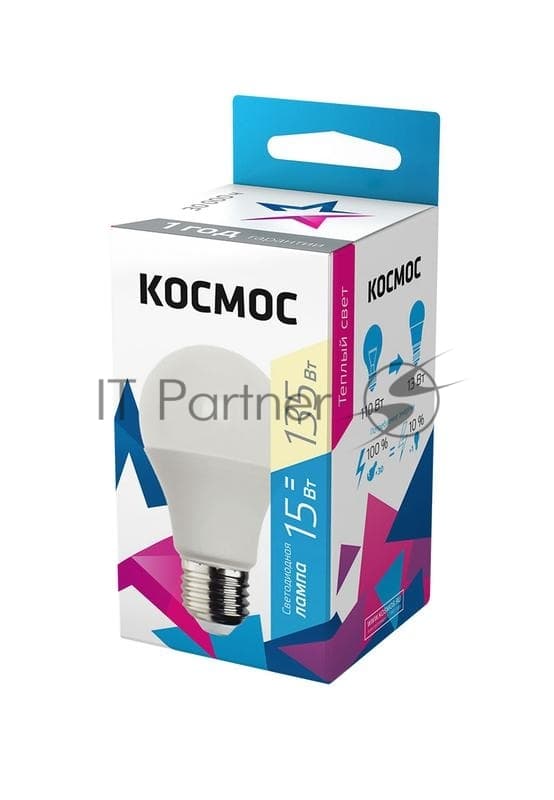 Лампа светодиодная Космос LED BASIC A60 15Вт 220В E27 3000К