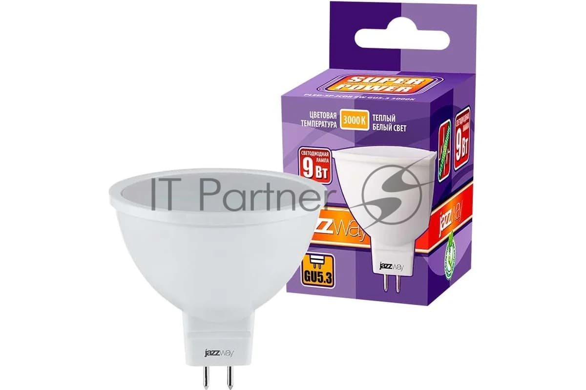 Лампа светодиодная JazzWay PLED-SP JCDR 9 Вт 3000 К теплый белый GU5.3 720 лм 230В