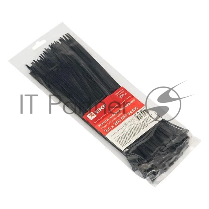 Хомут кабельный 3.6х250 нейл. черн. (уп.100шт) EKF plc-cb-3.6x250