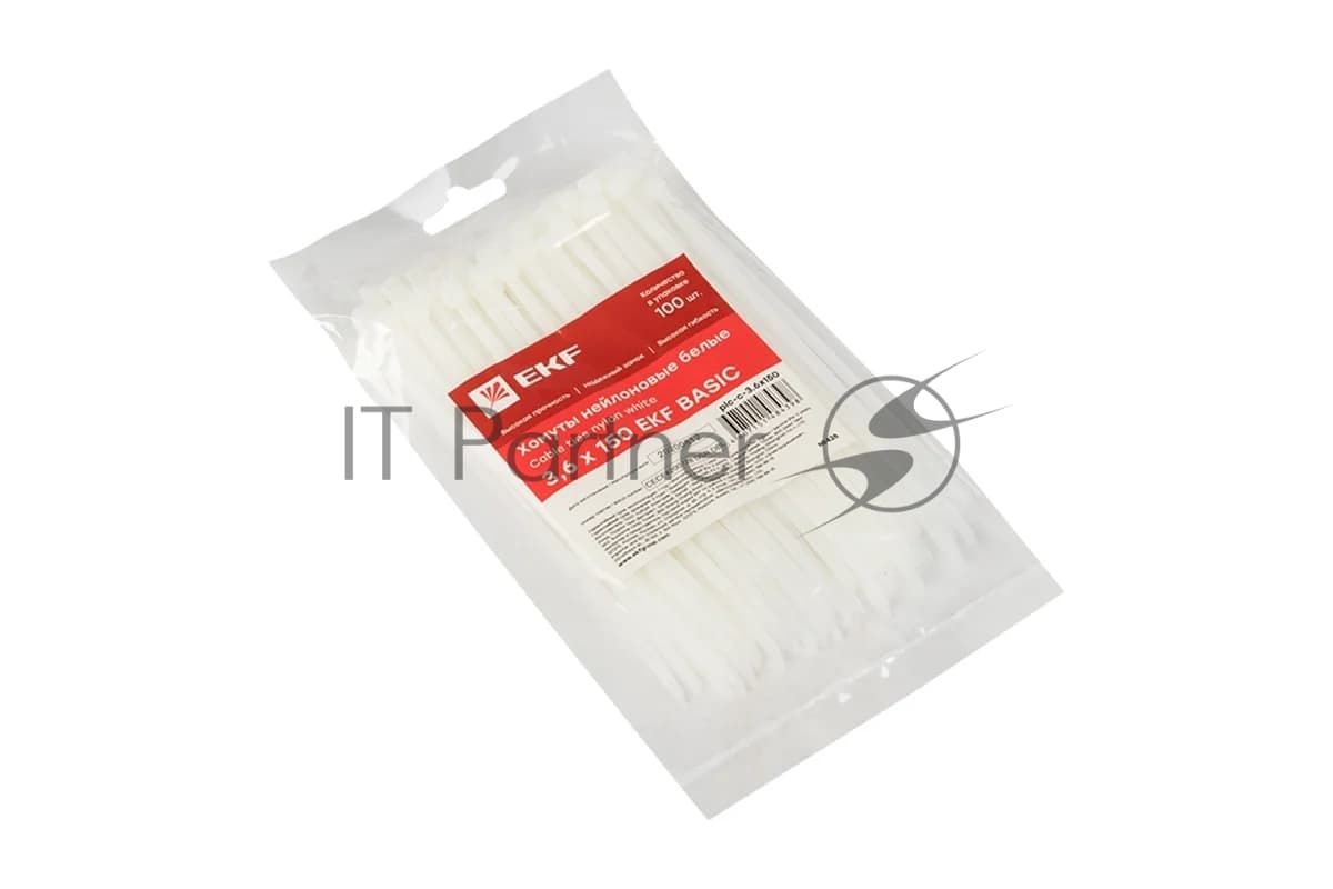 Хомут кабельный 3.6х150 нейл. бел. (уп.100шт) EKF plc-c-3.6x150