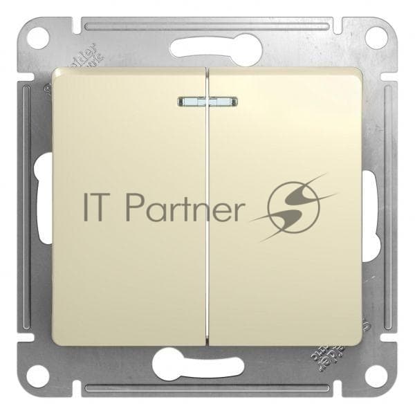 Механизм выключателя 2-кл. СП Glossa 10А IP20 10AX с подсветкой беж. SchE GSL000253