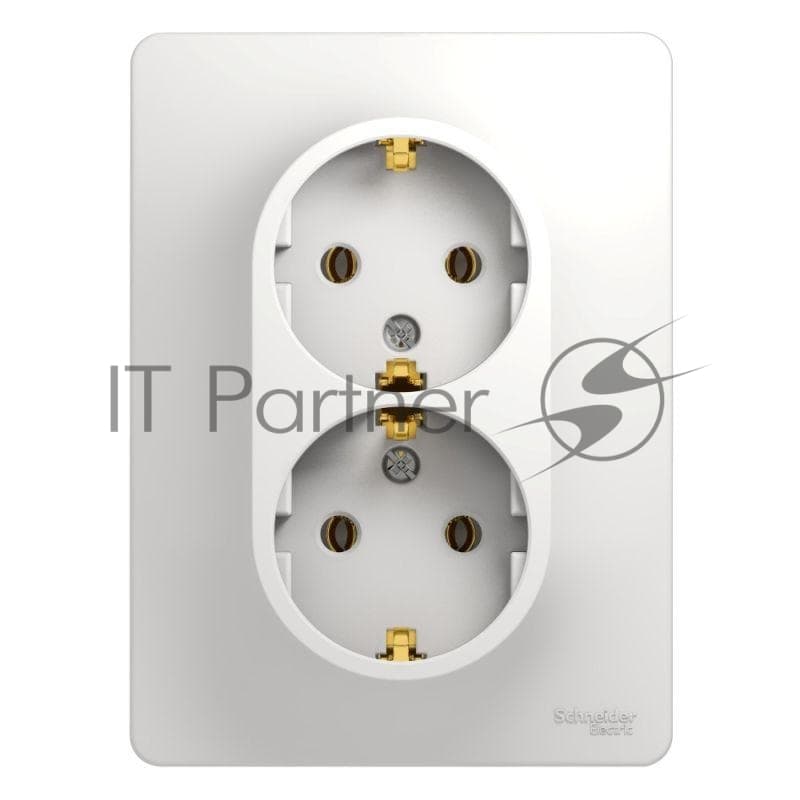 Розетка 2-м СП Glossa 16А IP20 с заземл. в сборе бел. SE GSL000124