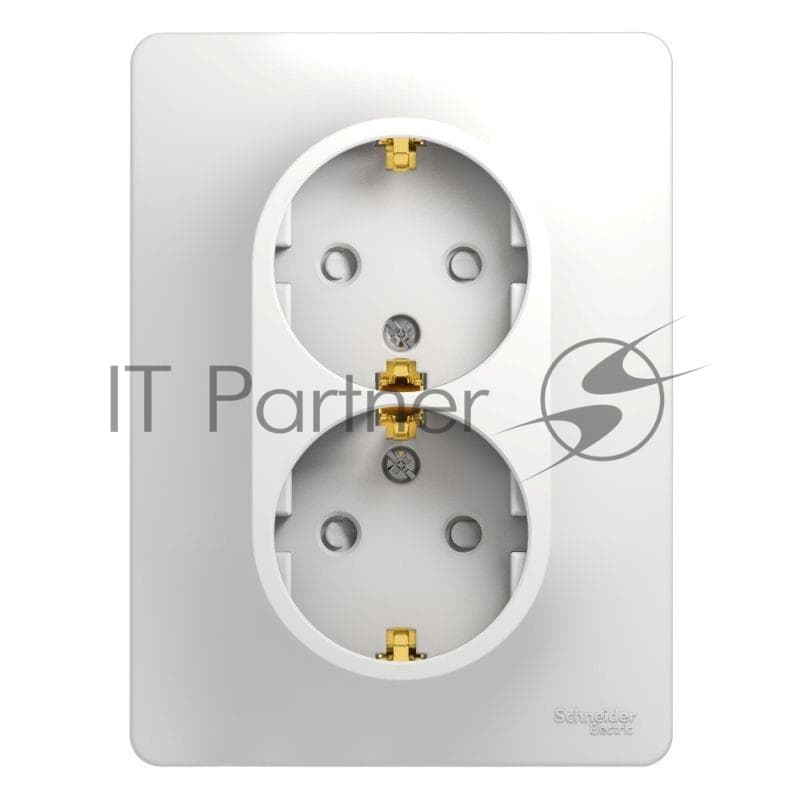 Розетка 2-м СП Glossa 16А IP20 с заземл. защ. шторки в сборе бел. SE GSL000126
