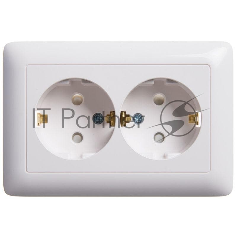 Розетка 2-м СП Хит 16А IP20 с заземл. защ. шторки бел. SE RS16-231-B