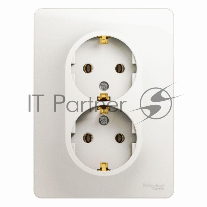 Розетка 2-м СП Glossa 16А IP20 с заземл. в сборе перламутр. SE GSL000624