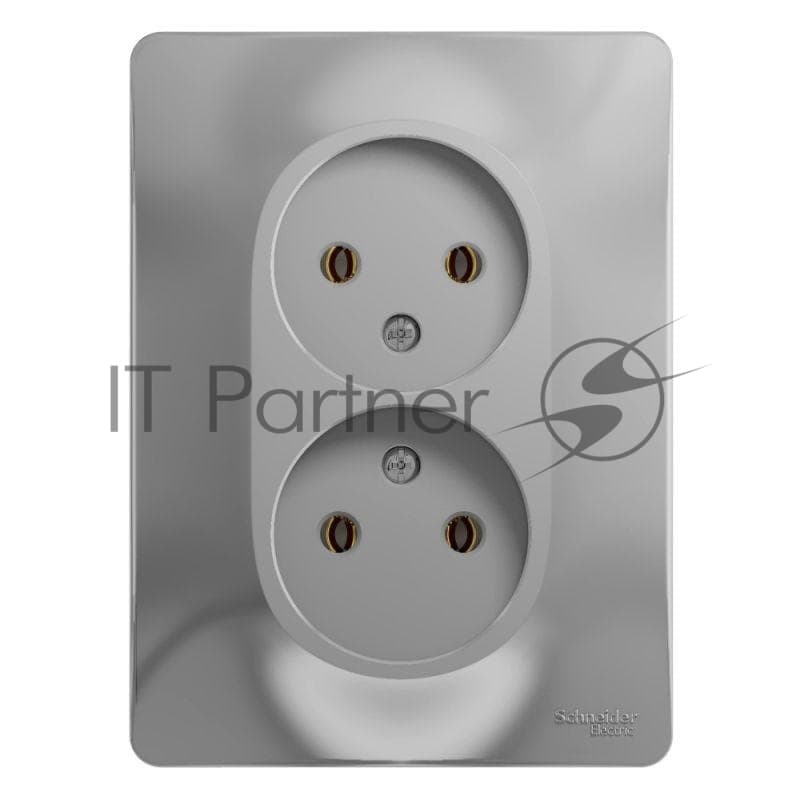Розетка 2-м СП Glossa 16А IP20 без заземл. в сборе алюм. SE GSL000320