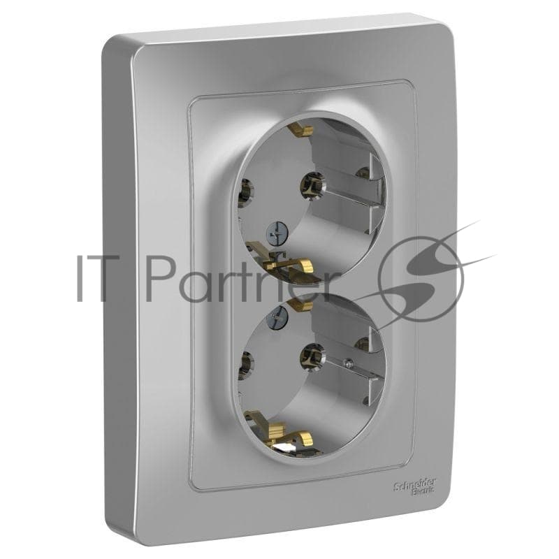 Розетка 2-м СП Blanca 16А IP20 250В с заземл. без защ. шторок алюм. SE BLNRS001023