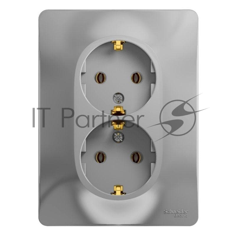 Розетка 2-м СП Glossa 16А IP20 с заземл. в сборе алюм. SE GSL000324