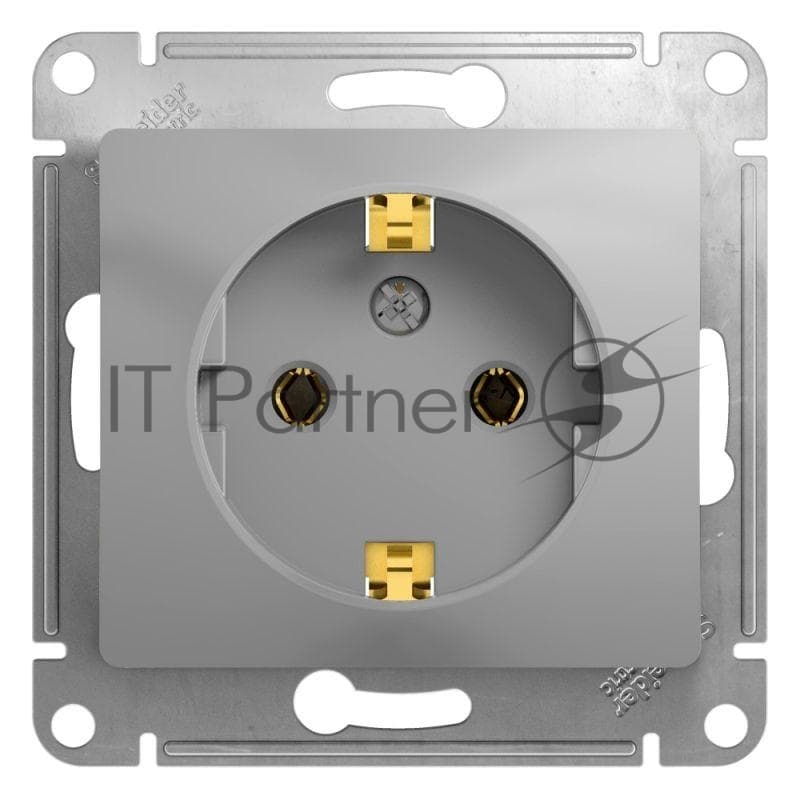 Розетка 1-м СП Glossa 16А IP20 с заземл. механизм алюм. SE GSL000343