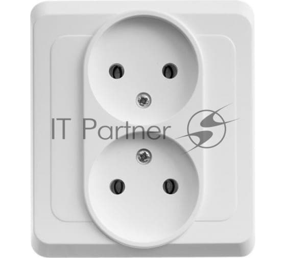 Розетка 2-м СП Этюд 16А IP20 250В без заземл. без защ. шторок бел. SE PC16-005B