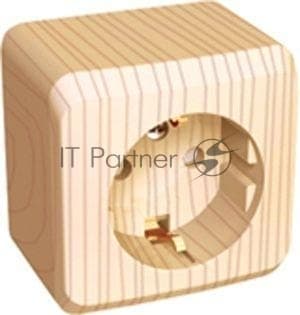 Розетка 1-м ОП Этюд Дача 16А IP20 250В с заземл. защ. шторки сосна SE PA16-004D
