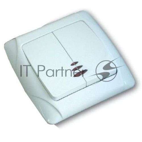Выключатель 2-кл. СП Маргарита 10А IP20 с индик. белый Universal М0123