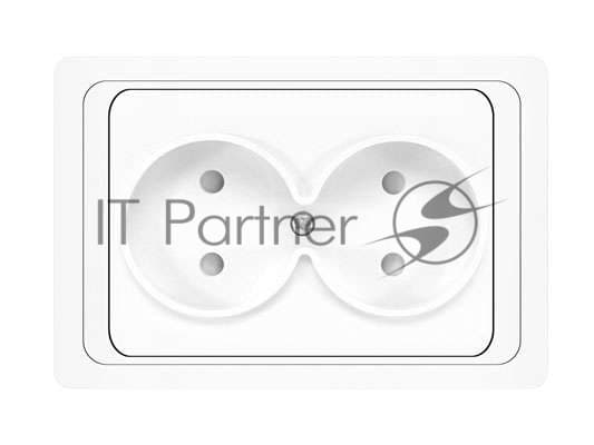 Розетка 2-м СП Валери 16А IP20 без заземл. защ. шторки бел. UNIVersal В0102x