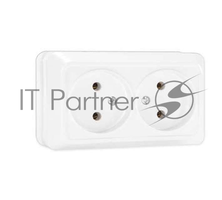 Розетка 2-м ОП Олимп 16А IP20 без заземл. бел. UNIVersal О0102