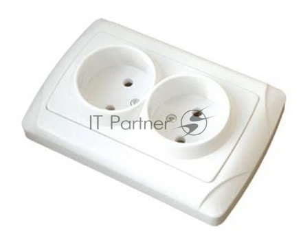 Розетка 2-м СП Маргарита 16А IP20 без заземл. бел. UNIVersal М0102