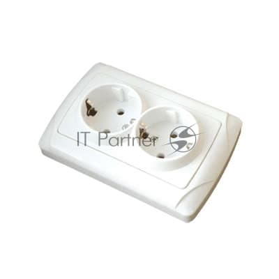 Розетка 2-м СП Маргарита 16А IP20 с заземл. бел. UNIVersal М0128