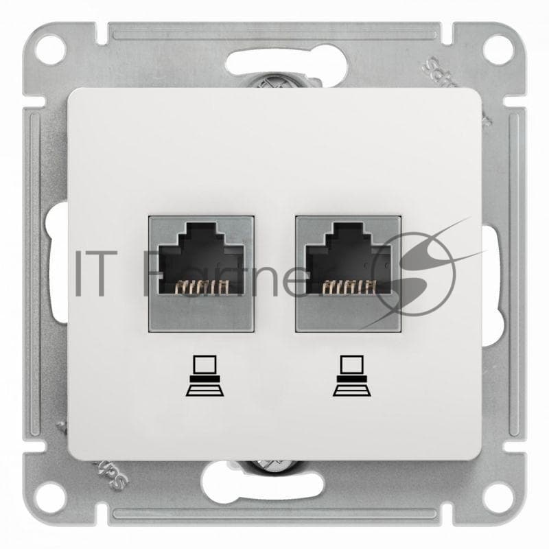 Розетка компьютерная 2-м Glossa RJ45 кат.5E механизм бел. SE GSL000185KK