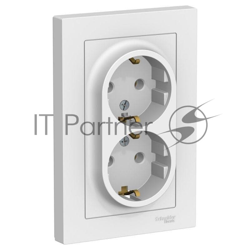 Розетка 2-м AtlasDesign с заземл. 16А в сборе белый SchE ATN000124