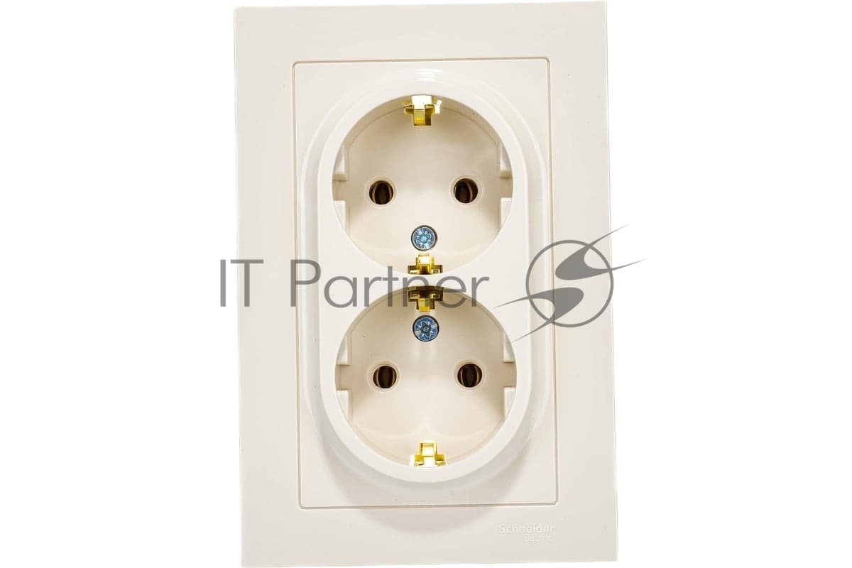 Розетка 2-м СП AtlasDesign 16А IP20 с заземл. в сборе беж. SE ATN000224