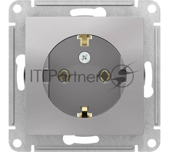 Механизм розетки 1-м СП AtlasDesign с заземл. 16А алюм. SchE ATN000343