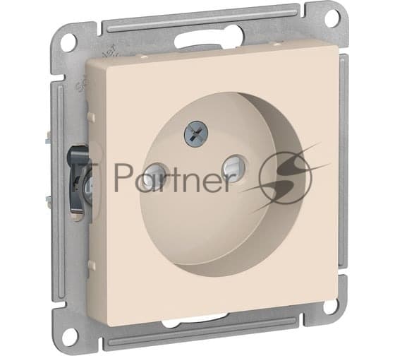 Розетка 1-м СП AtlasDesign 16А IP20 без заземл. защ. шторки механизм беж. SE ATN000249