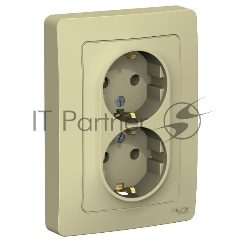 Розетка 2-м СП Blanca 16А IP20 250В с заземл. без защ. шторок беж. SE BLNRS001027