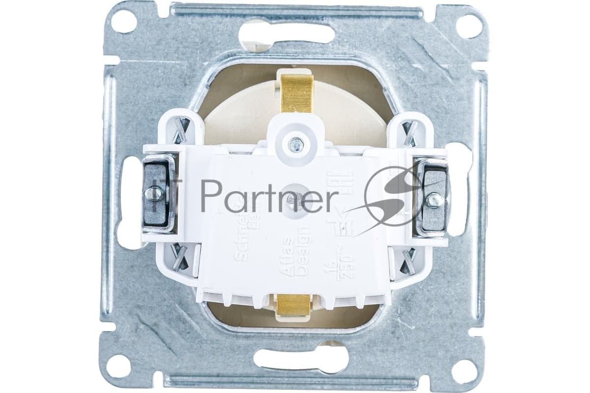 Розетка 1-м СП AtlasDesign 16А IP20 с заземл. защ. шторки механизм алюм. SE ATN000345