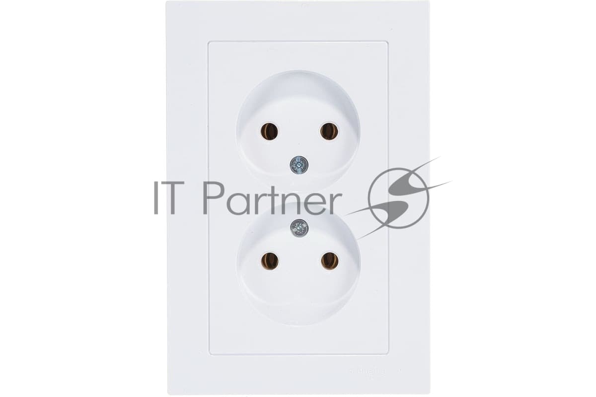 Розетка 2-м AtlasDesign без заземл. 16А в сборе белый SchE ATN000120