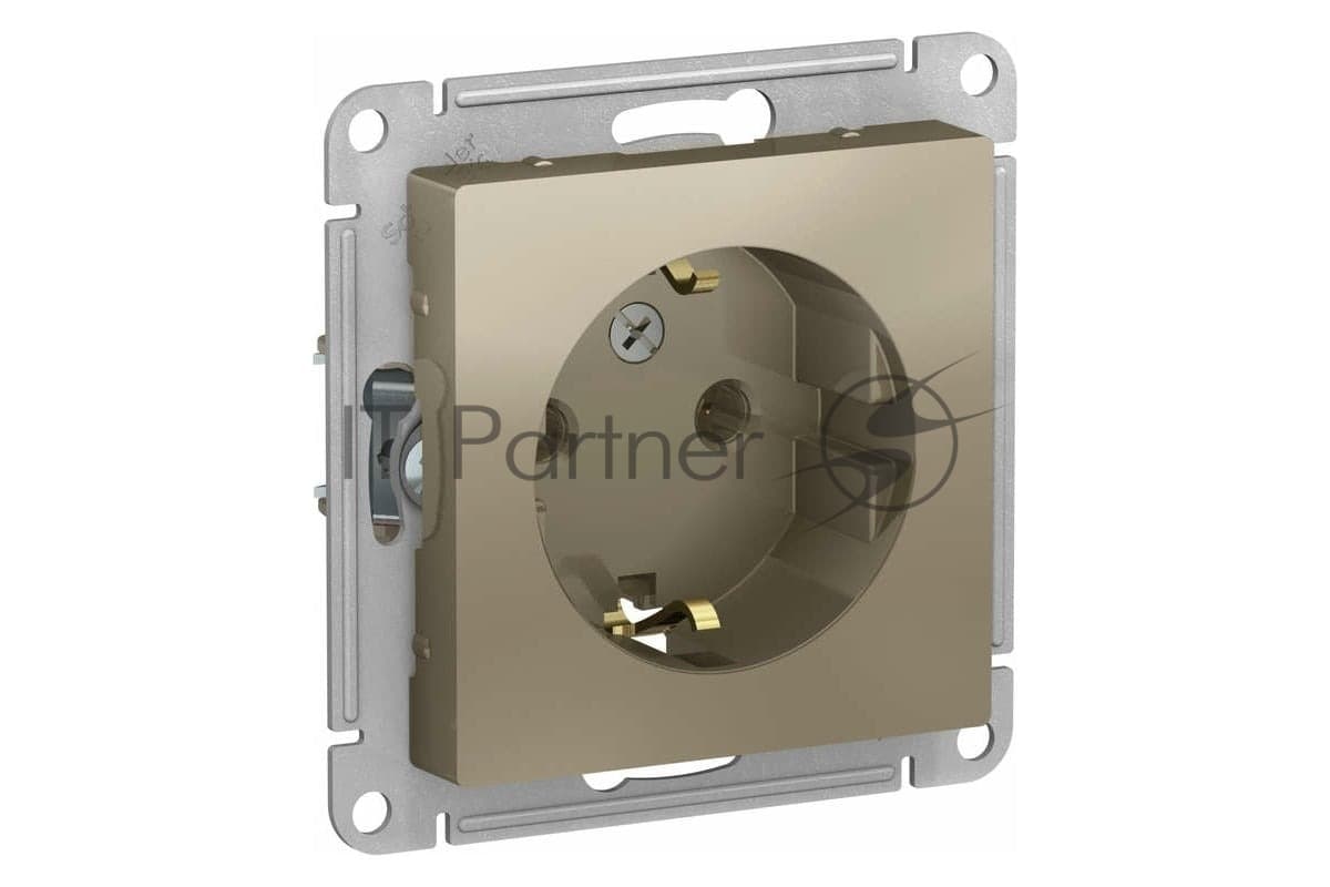 Розетка 1-м СП AtlasDesign 16А IP20 с заземл. механизм шампань SE ATN000543