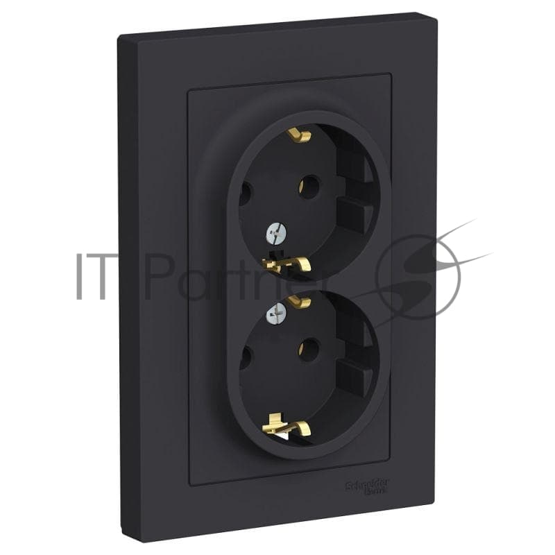 Розетка 2-м AtlasDesign с заземл. 16А в сборе карбон SchE ATN001024