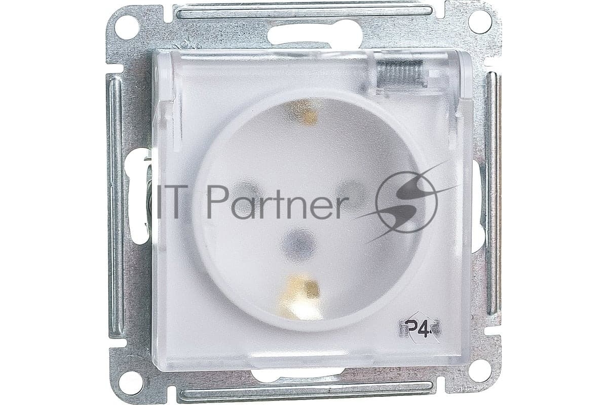 Розетка 1-м СП AtlasDesign Aqua 16А IP44 с заземл. защ. шторки с крышкой механизм бел. SE ATN440146